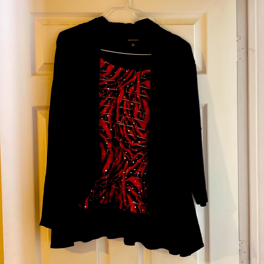 Large cami/black jacket combination